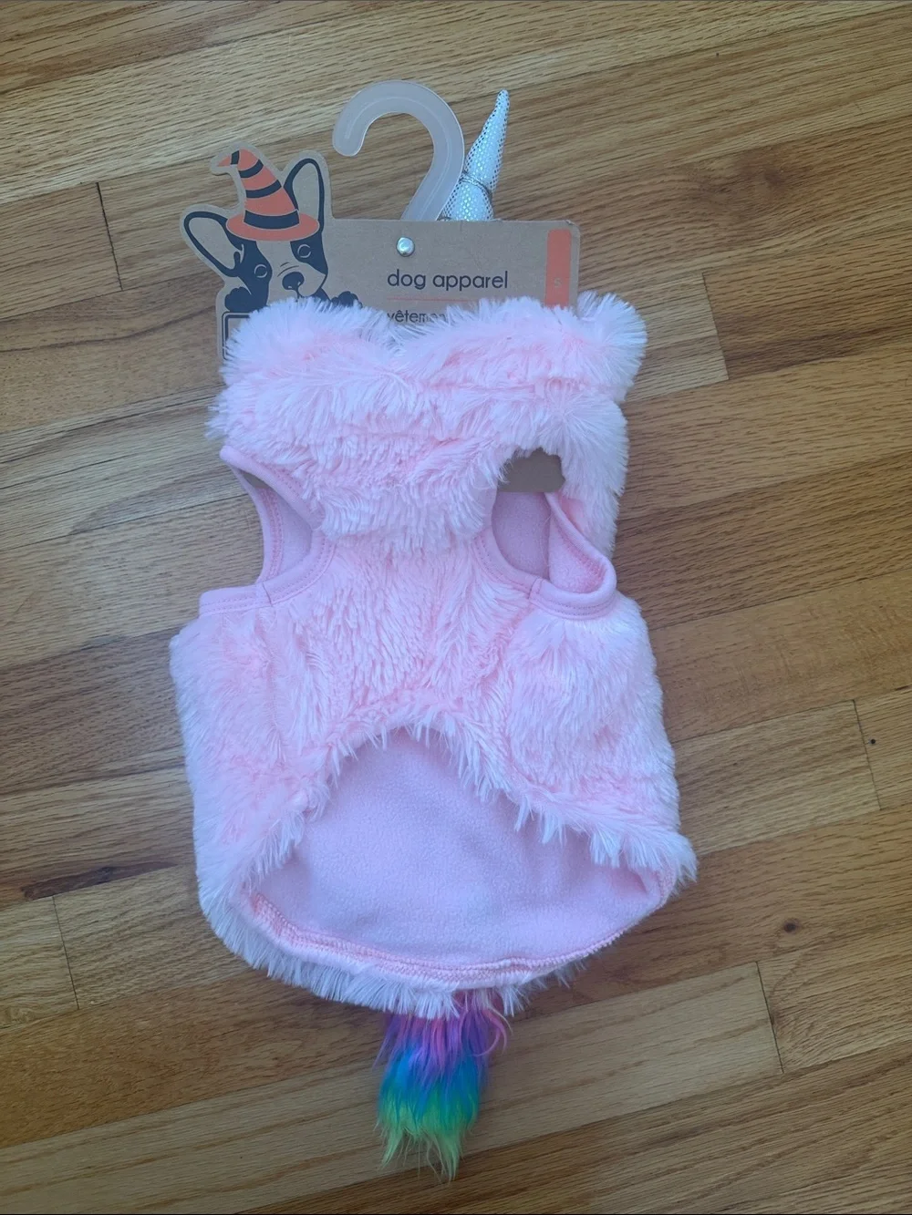 Pup Crew Pink Unicorn Plush Dog Vest with Rainbow Mane